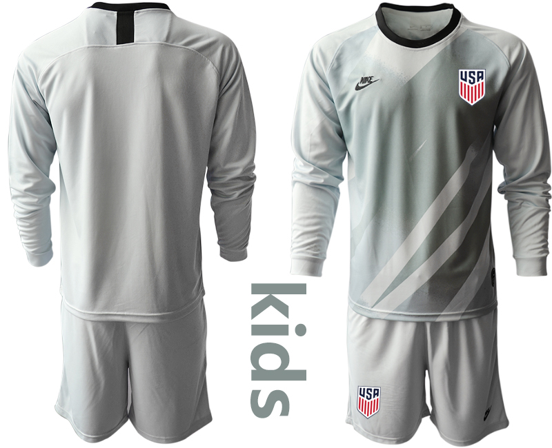 Youth 2020-2021 Season National team United States goalkeeper Long sleeve grey Soccer Jersey